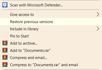 Restore previous versions